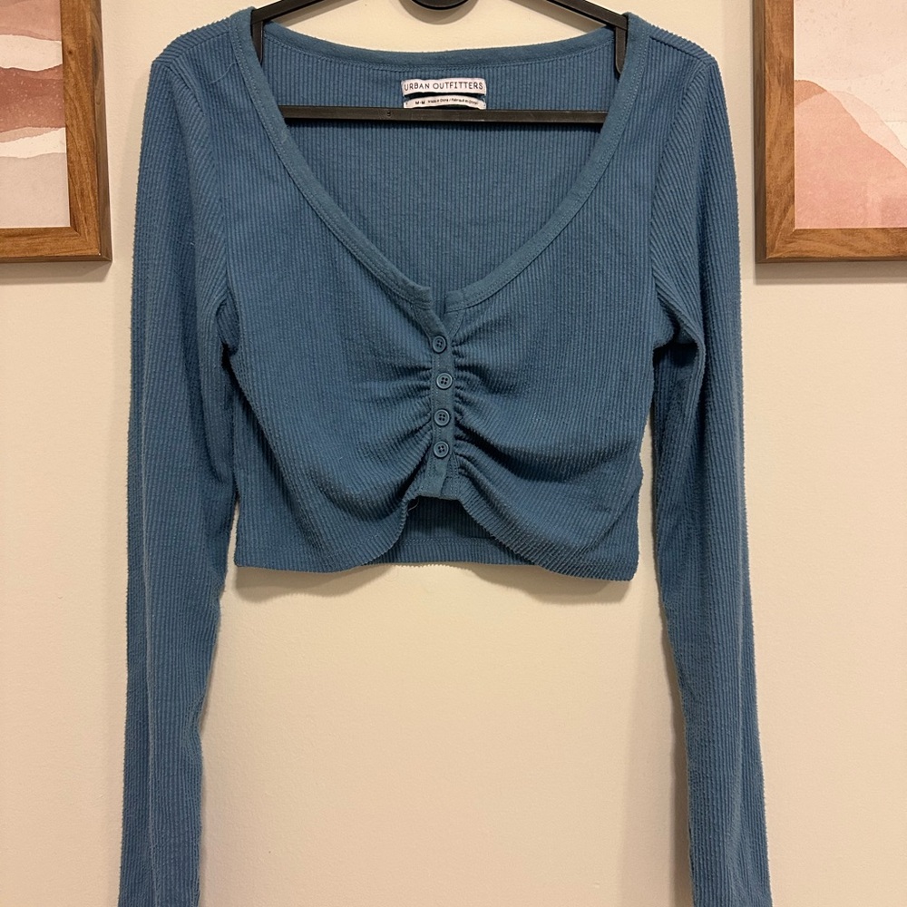 Urban Outfitters Teal Ribbed Crop Top